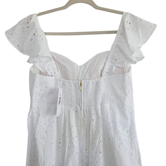 Lilly Pulitzer White Cotton Eyelet Embroidered Flutter Sleeve Midi Dress Size 10 - Picture 8 of 11